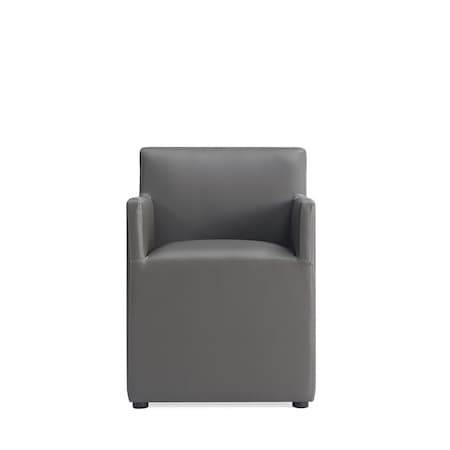 Manhattan Comfort Anna Square Faux Leather Dining Armchair in Pewter DC058AR-PE